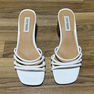 Steve Madden Omay Heeled Strappy Sandals White Size 8